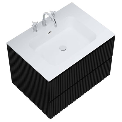 Linear Black 30" Single Vanity with Integrated White Solid Surface Top (discontinued)