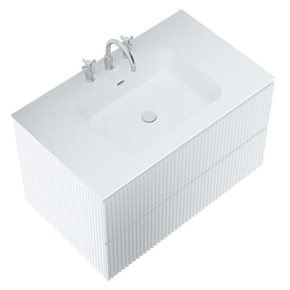 Linear White 36" Single Vanity with Integrated White Solid Surface Top (discontinued)