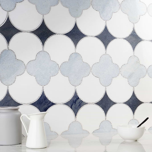 Azul- Blue Celeste, Macauba, Thassos & Burlington Line Polished