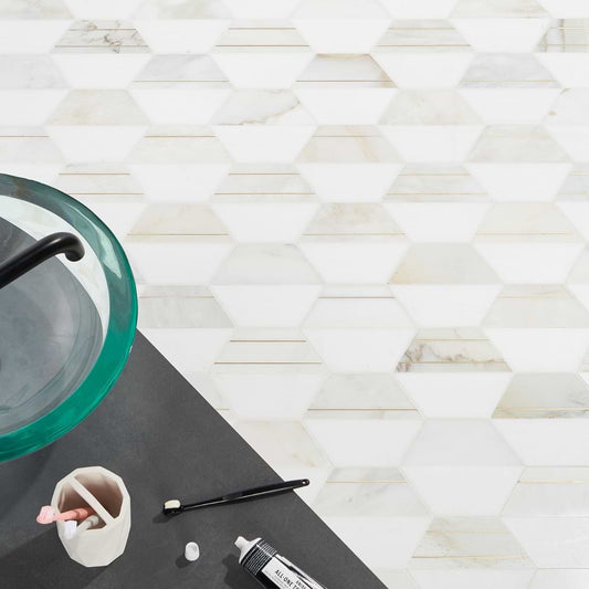 Bianco- Calacatta, Thassos Brass Polished