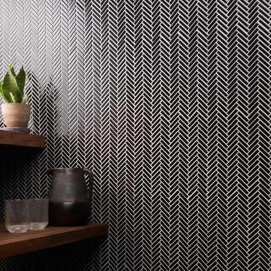 Motek Black Glossy Herringbone Glossy (discontinued)