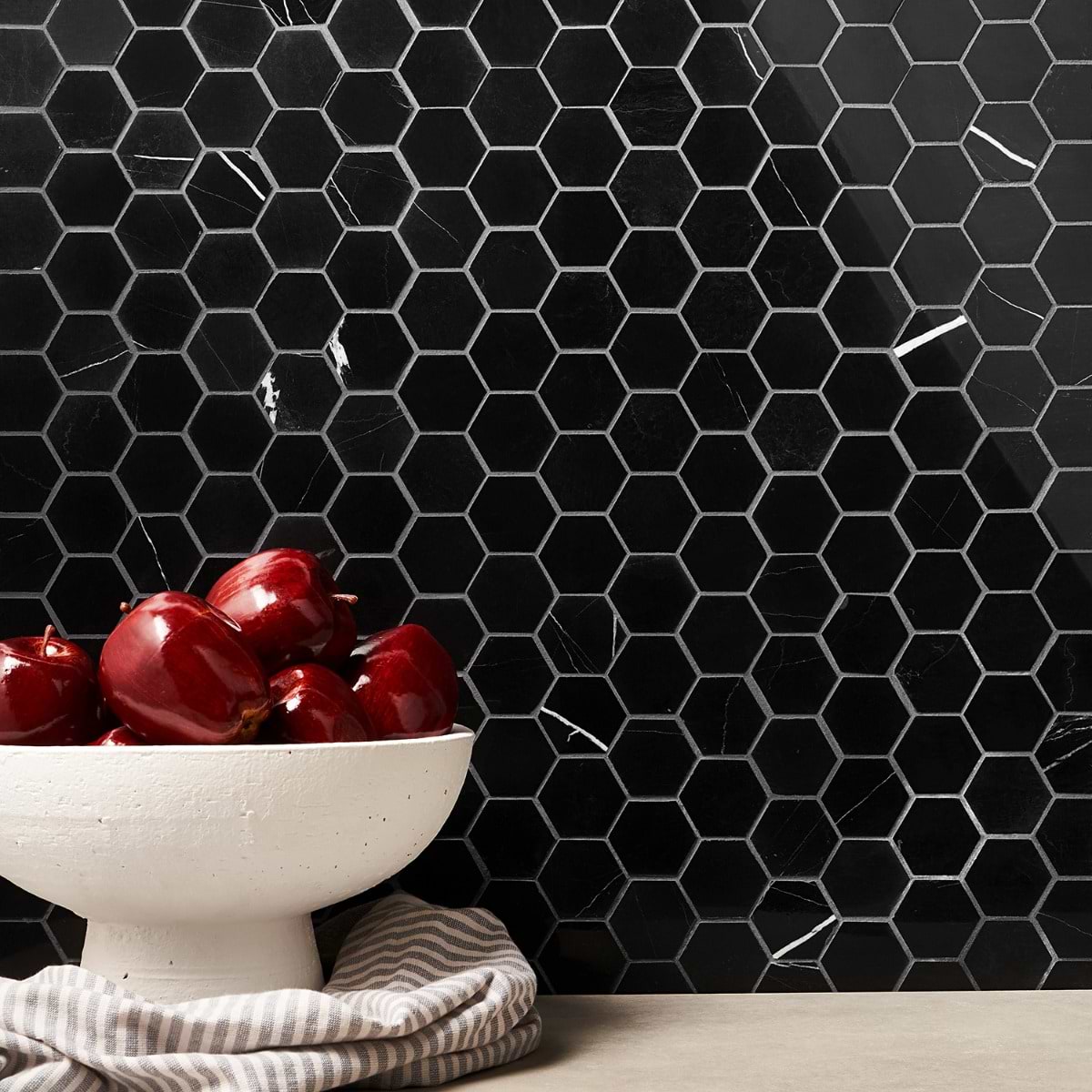 Marquina 2" Hex Polished