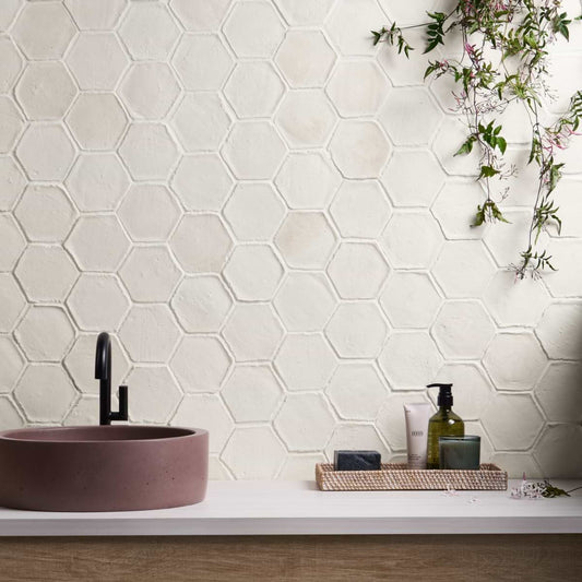 White 4" Hex Matte