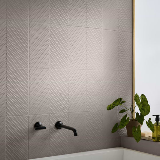 West Village Linen Warm Gray Chevron 12X36 Matte