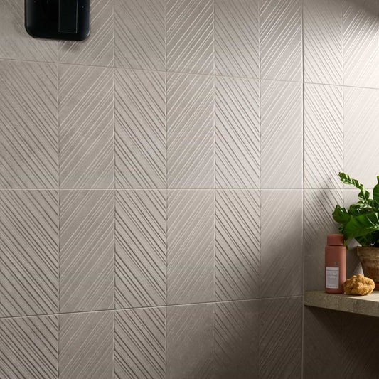 West Village Pearl Gray Chevron 12X36 Matte