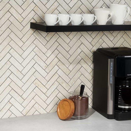 Ivory Herringbone Matte