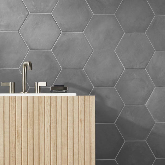 Charcoal Black 8" Hex Matte