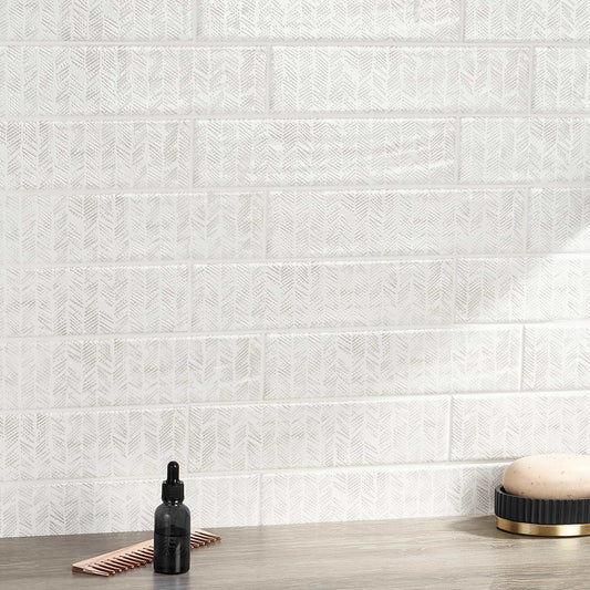Chevron White Décor Polished