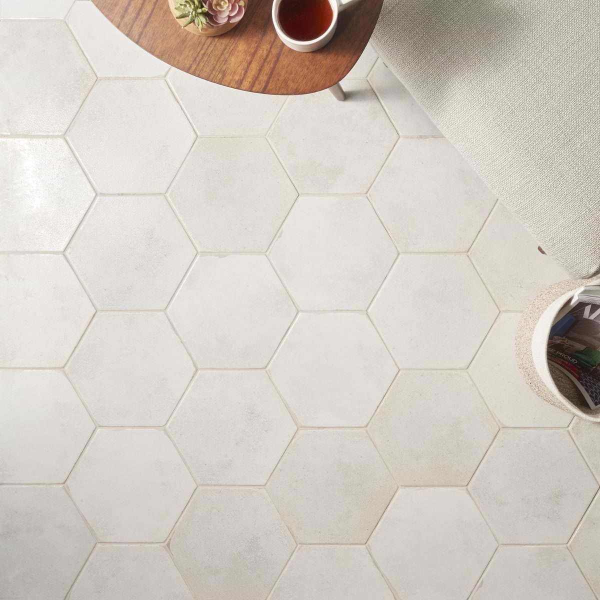 White 9" Hex Polished