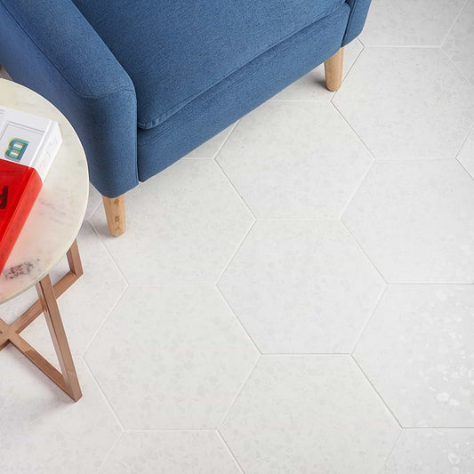Wild Terrazzo White 12.5" Hex Matte