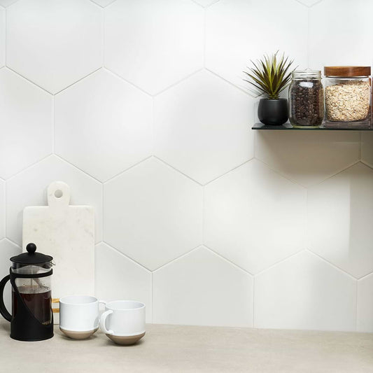 White 10" Hex Matte