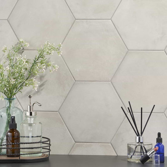 Gray Sabbia 8" Hex Matte