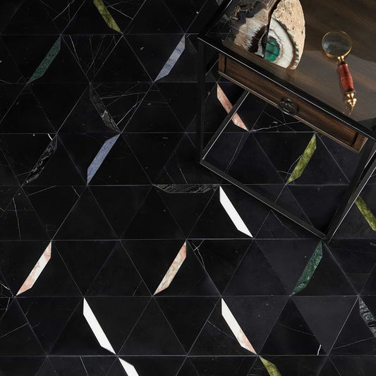 Nero Gem- Nero Marquina Multicolor Lines Polished