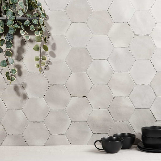 Tiberio Taupe 6" Hex Matte