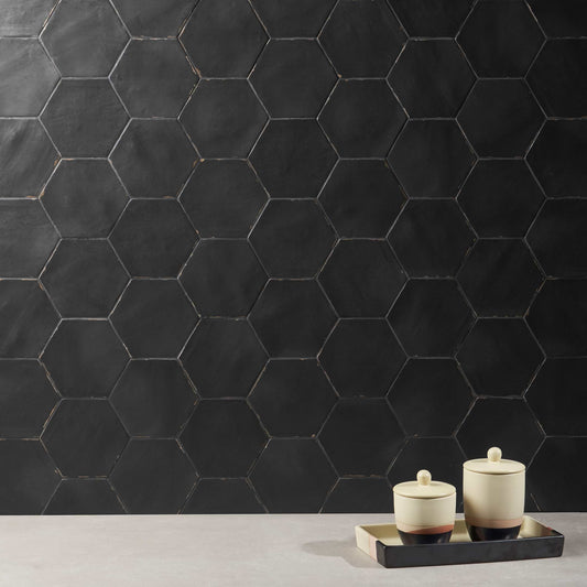 Sorrentine Nero 6" Hex Frosted