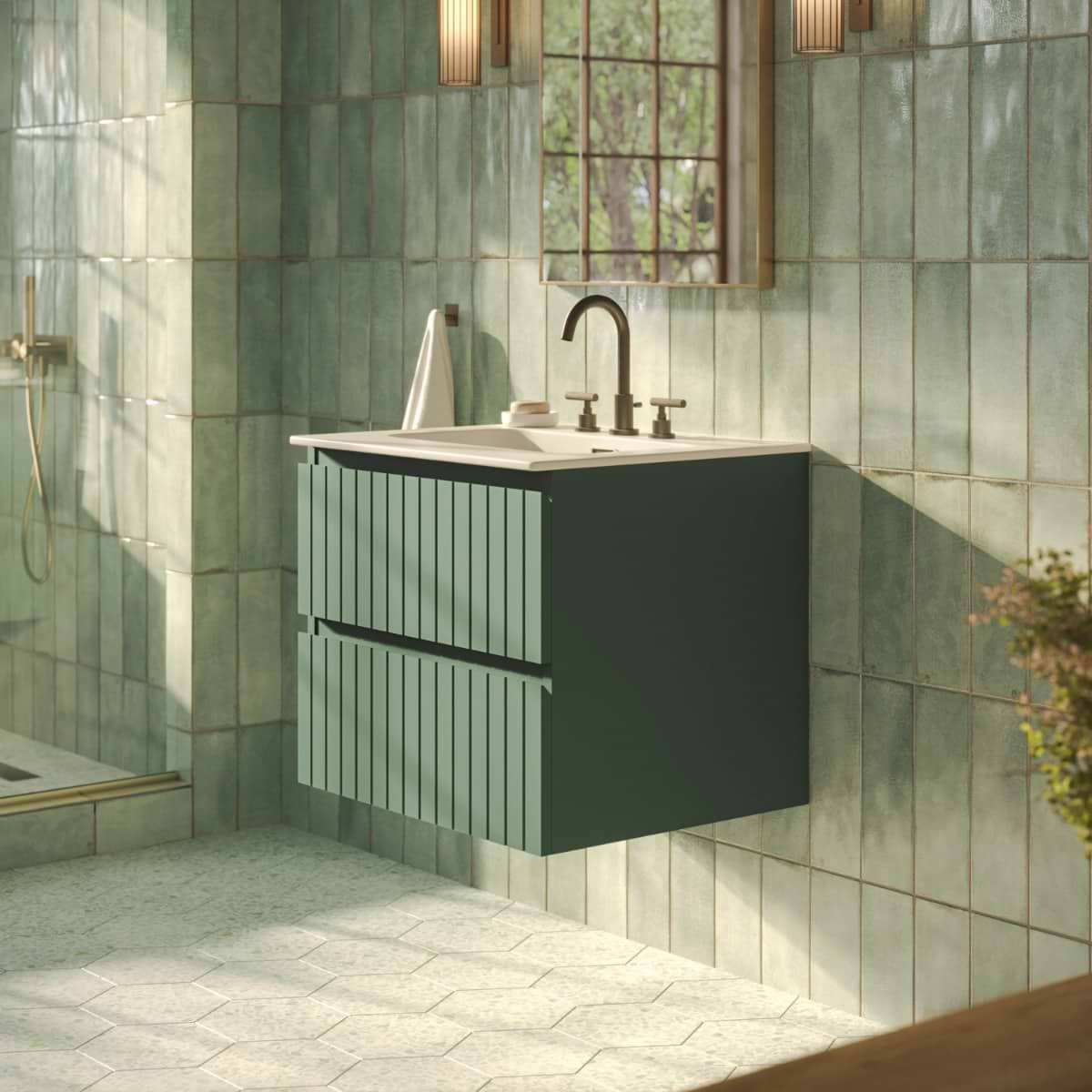 Adeline Forest 24" Single Vanity with Integrated Solid Surface Top