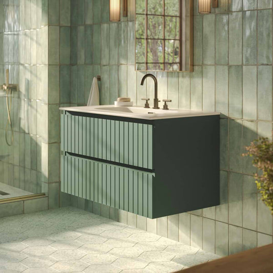 Adeline Forest 36" Single Vanity with Integrated Solid Surface Top