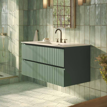 Adeline Forest 42" Single Vanity with Integrated Solid Surface Top