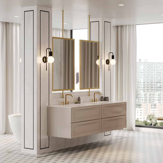 Alma Taupe 36" Single Vanity with Integrated White Solid Surface Top (discontinued)