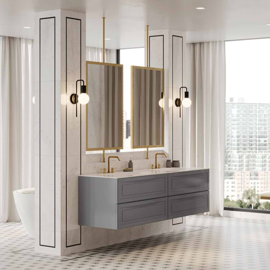 Alma Gray 36" Single Vanity with Integrated White Solid Surface Top (discontinued)