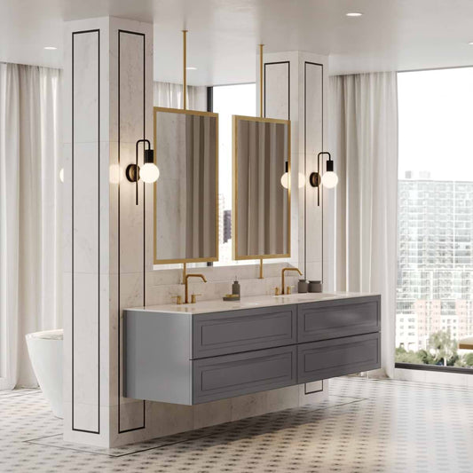 Alma Gray 42" Single Vanity with Integrated White Solid Surface Top (discontinued)