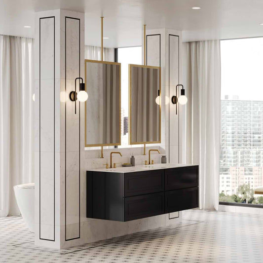 Alma Black 30" Single Vanity with Integrated White Solid Surface Top (discontinued)