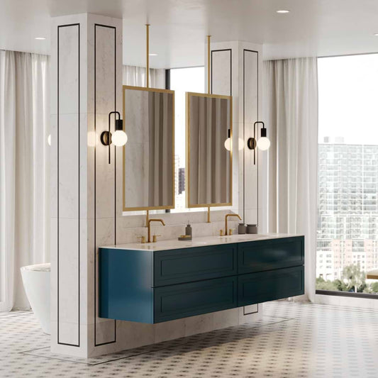 Alma Turquoise 42" Single Vanity with Integrated White Solid Surface Top (discontinued)