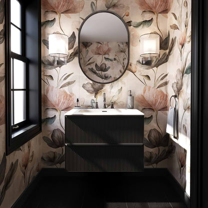 Astor Black 30" Single Vanity with Integrated White Solid SurfaceTop