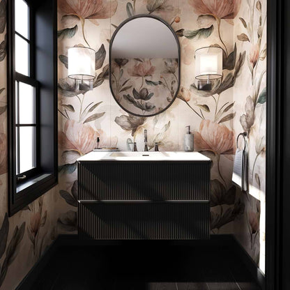 Astor Black 36" Single Vanity with Integrated White Solid SurfaceTop