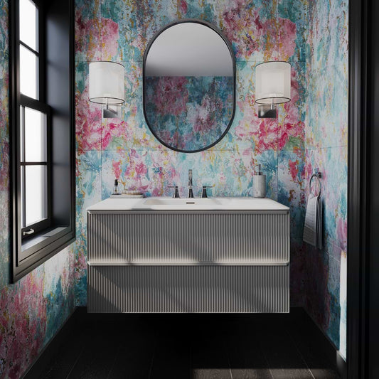 Astor Pearl 42" Single Vanity with Integrated White Solid SurfaceTop