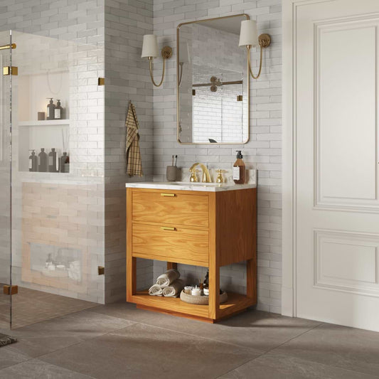 Dayton Woodgrain 30" Single Vanity with Carrara Marble Top (discontinued)