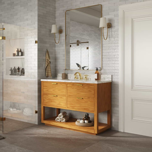 Dayton Woodgrain 48" Single Vanity with Carrara Marble Top (discontinued)