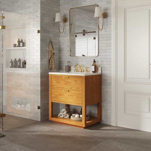Dayton Woodgrain 30" Single Vanity with Pure White Quartz Top (discontinued)