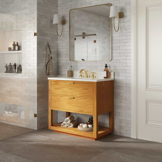 Dayton Woodgrain 36" Single Vanity with Pure White Quartz Top (discontinued)