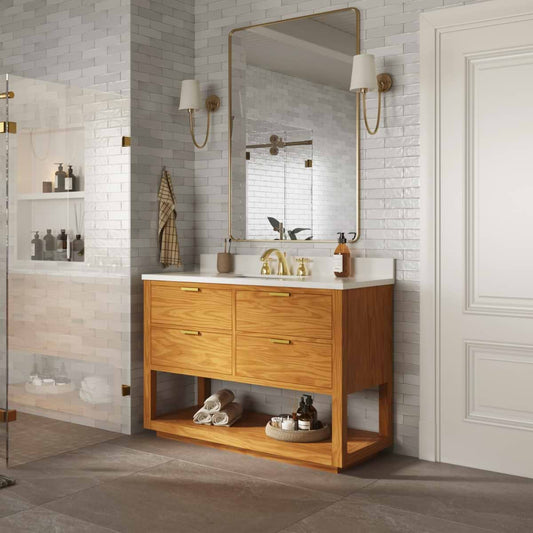 Dayton Woodgrain 48" Single Vanity with Pure White Quartz Top (discontinued)