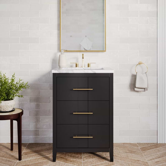 Iconic Charcoal and Gold 24" Single Vanity with Carrara Marble Top (discontinued)