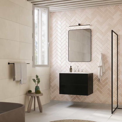 Linear Black 30" Single Vanity with Integrated White Solid Surface Top (discontinued)
