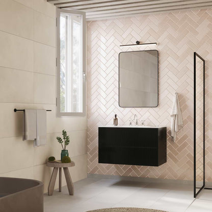 Linear Black 36" Single Vanity with Integrated White Solid Surface Top (discontinued)
