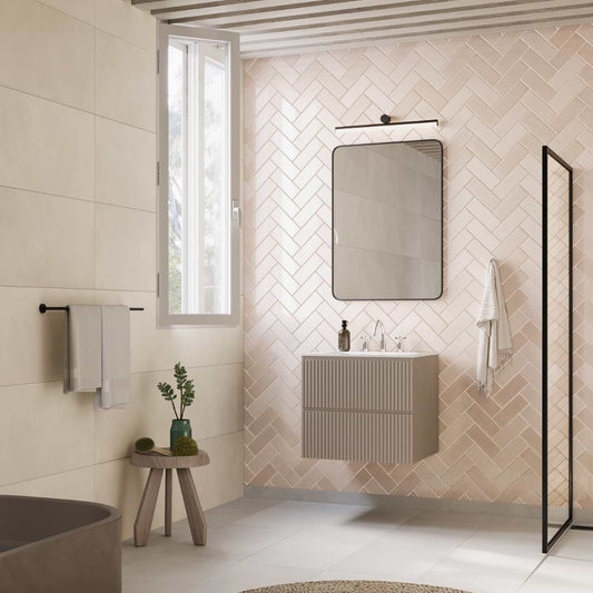 Linear Taupe 24" Single Vanity with Integrated White Solid Surface Top (discontinued)