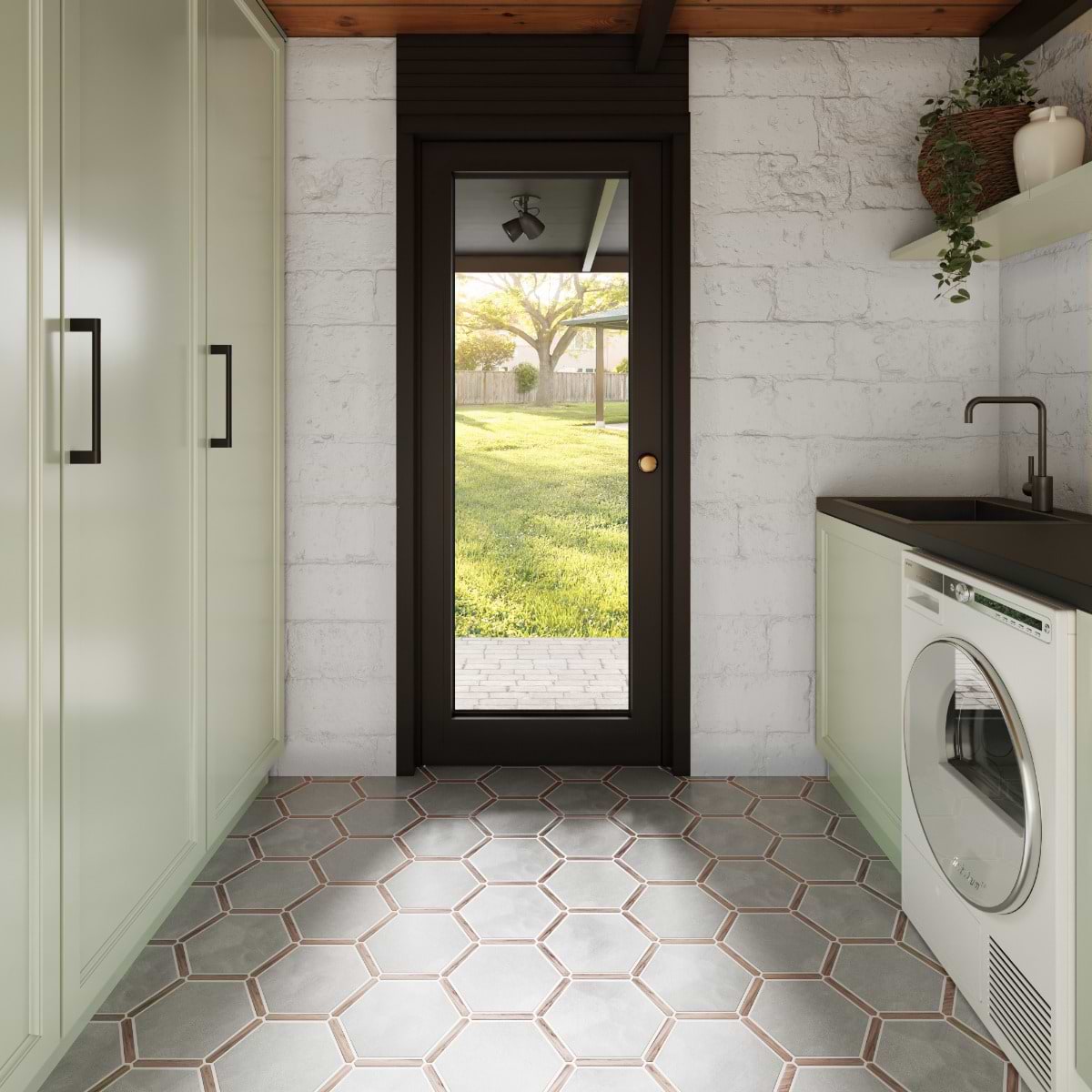 Cemento Gray 9" Hex Matte