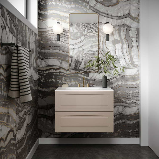 Alma Taupe 30" Single Vanity with Integrated White Solid Surface Top (discontinued)