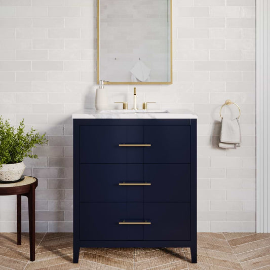 Iconic Navy and Gold 30" Single Vanity without Top (discontinued)
