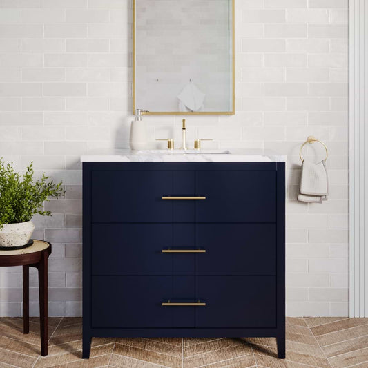 Iconic Navy and Gold 36" Single Vanity without Top (discontinued)