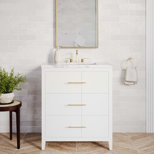Iconic White and Silver 30" Single Vanity without Top (discontinued)