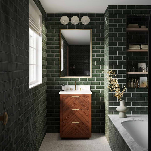 Marilyn Woodgrain 24" Single Vanity with Pure White Quartz Top