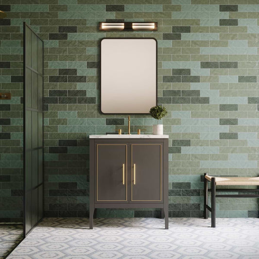 Province Charcoal and Gold 24" Single Vanity with Carrara Marble Top