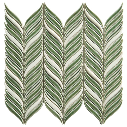 Baroque Glass Petals Fern Green Crackled