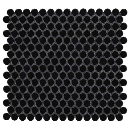 Solid Black Penny Rounds Polished