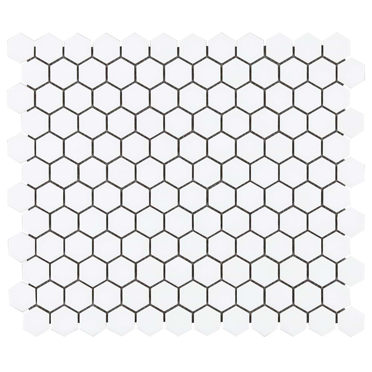 Solid White 1" Hex Matte