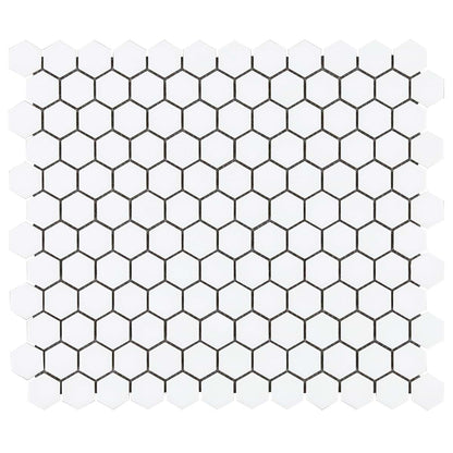 Solid White 1" Hex Matte